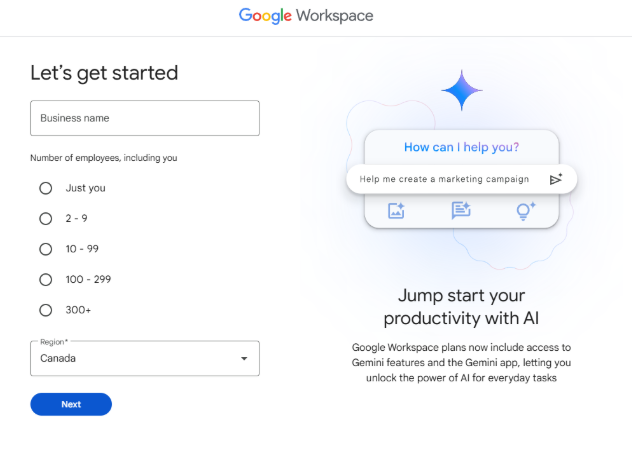 business email setup, Gmail for business, Google Workspace, email account management